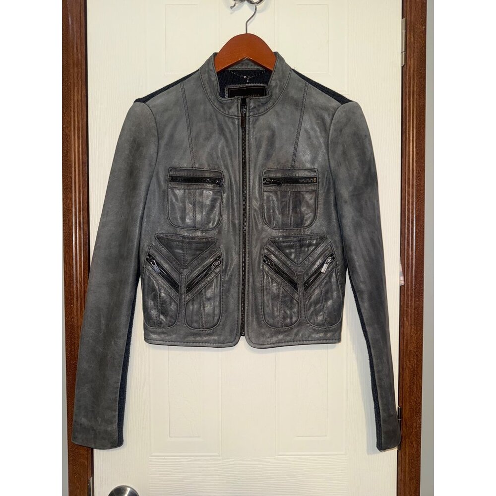 BCBGMaxAzria Gray Suede Leather Jacket